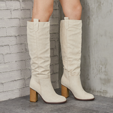 Corashoes Distressed Faux Suede Long Boots