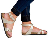 Corashoes Roman Sandals Buckle Peep-toe Flats