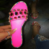 Corashoes Candy Color Rhinestone Flat Slippers