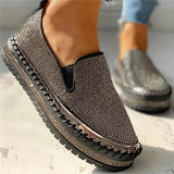 Corashoes Women Casual Fashion Rhinestone Slip-on Loafers/ Sneakers