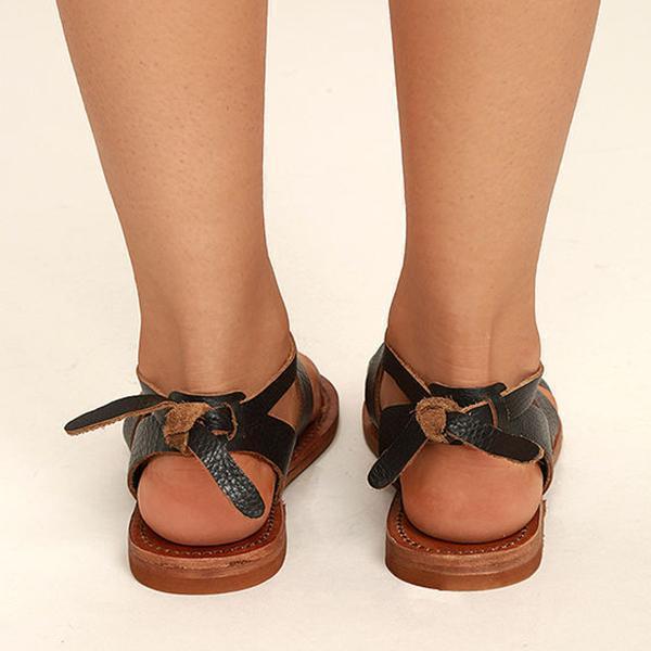 Corashoes Dark Adjustable Buckle Casual Flat Heel Sandals