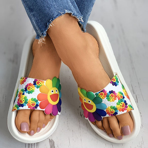 Corashoes Sunflower Pattern Candy Color Slippers
