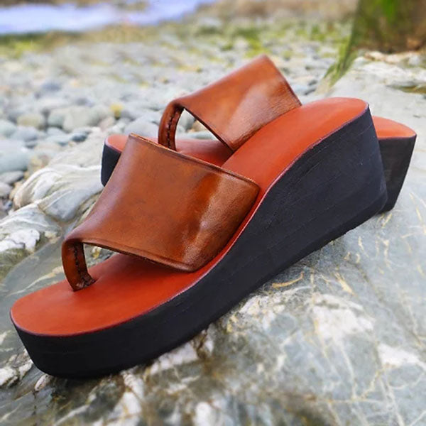 Corashoes Women's Leather Platform Sandals