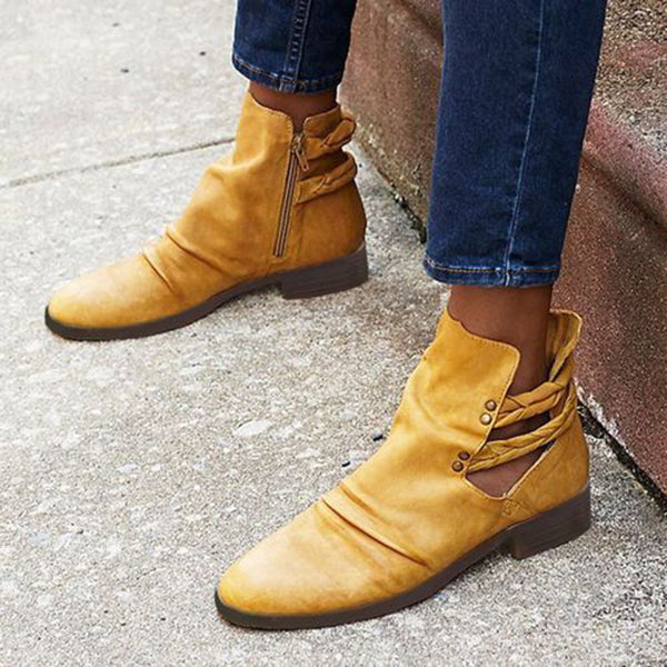 Corashoes Women's Zipper Flat Heel Boots