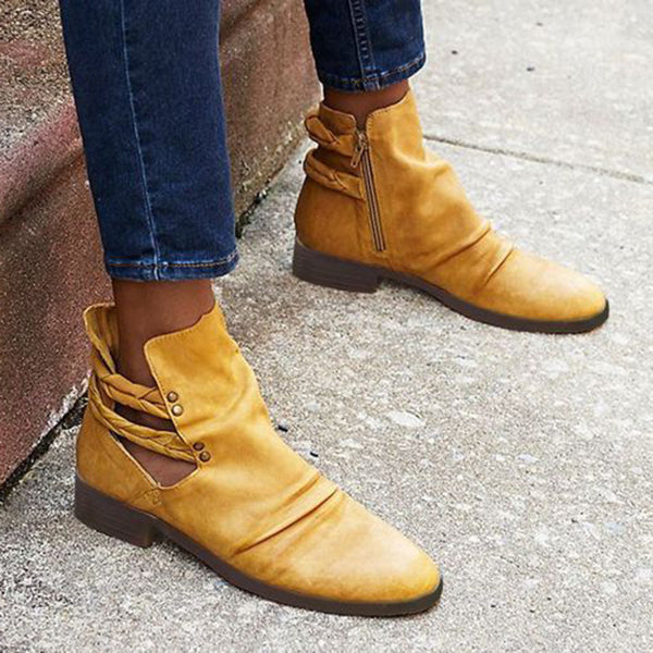 Corashoes Women's Zipper Flat Heel Boots