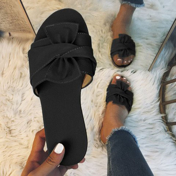 Corashoes Bowknot Leatherette Slippers