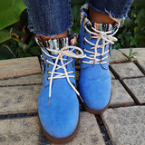 Corashoes Stylish Lace-Up Front Block Heel Round Toe Thread Boots