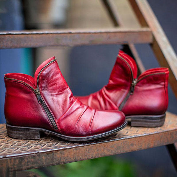 Corashoes Women'S Trendy Vintage Leather Zipper Ankle Boots