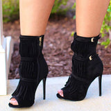 Corashoes Tassel Zipper Fashion High Heels
