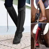 Corashoes Women Plus Size Lace Up Horse Riding Boots