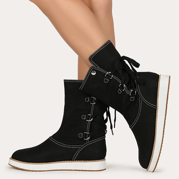 Corashoes Cozy Lace-up Round Toe Boots