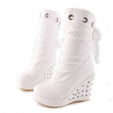 Corashoes Fashion Rivet Foloed Upper Wedge Boots