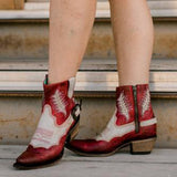 Corashoes Red Buckled Ankle Boots