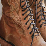 Corashoes Embroidered High Lace-up Prairie Boots