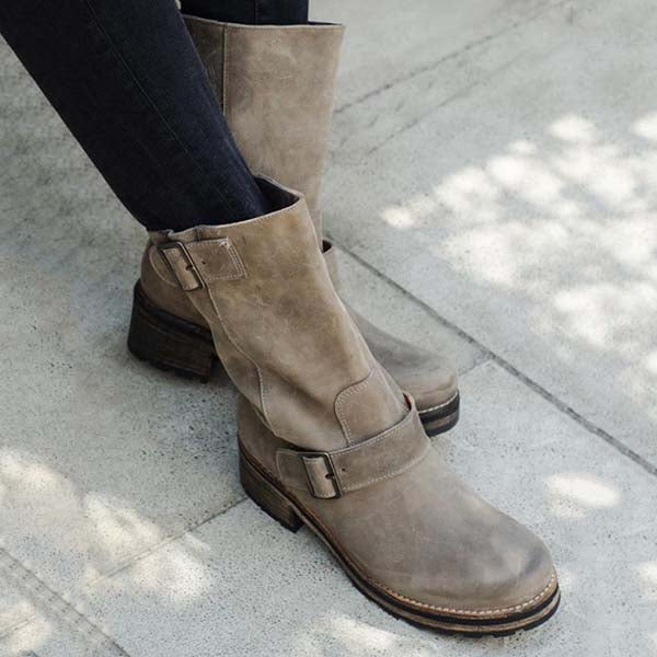 Corashoes Casual Low Heel Buckle Ankle Boots