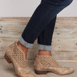 Corashoes Casual Cute Back Zip Woven Boots