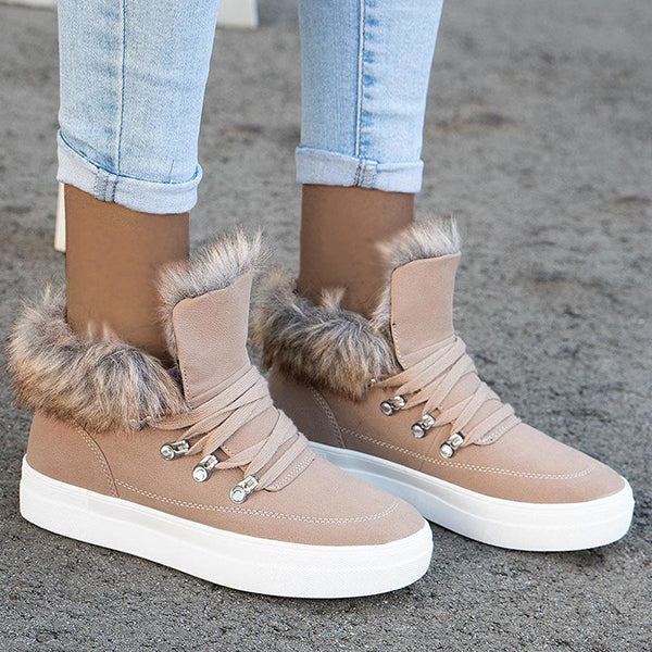 Corashoes Trimmed Long Fur Fashion Sneakers