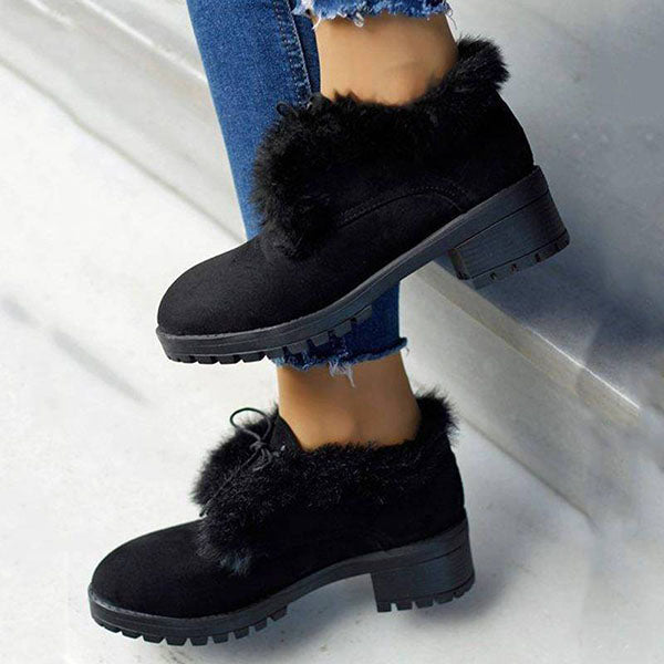 Corashoes Casual Artificial Suede Lace Up Chunky Heel Boots