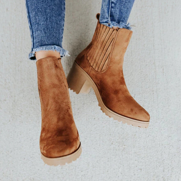 Corashoes Faux Suede Ribbed Chelsea Boots