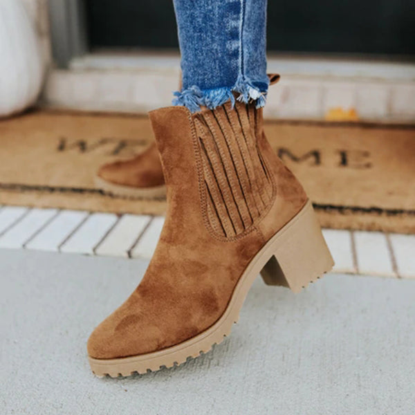 Corashoes Faux Suede Ribbed Chelsea Boots