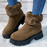 Corashoes Women Suede Platform Faux Fur Winter Boots