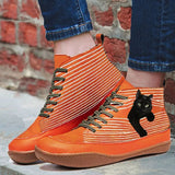 Corashoes Cat Pattern Daily Spring Leather Boots