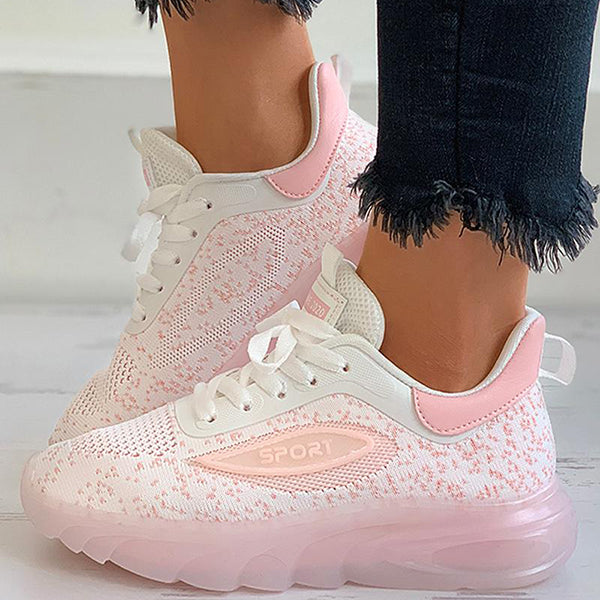 Corashoes Letter Pattern Lace-Up Air Cushion Sneakers