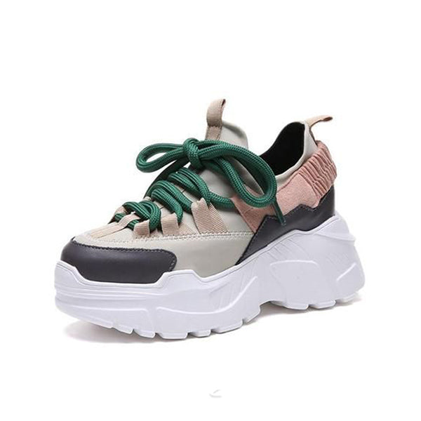 Corashoes Stylish Platform Round Toe Lace-Up Casual Sneakers