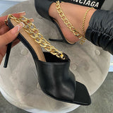 Corashoes Fashion Stiletto Metal Chain Slippers