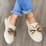 Corashoes Cute Sequin Bow Suede Flats
