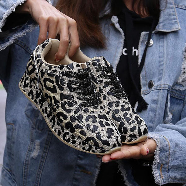 Corashoes Comfort Leopard Lace Up Sneakers