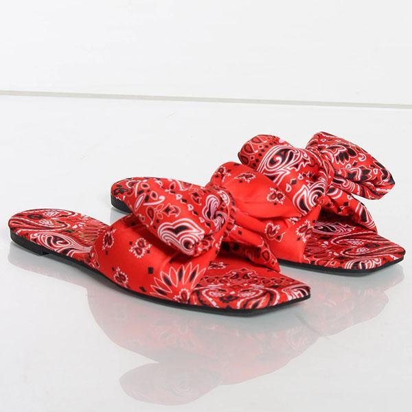 Corashoes Lovely Bow Cloth Flat Slippers