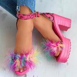 Corashoes Fashion Feather High Heel Sandals