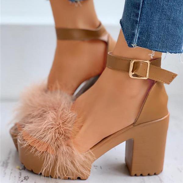 Corashoes Fashion Feather High Heel Sandals