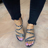 Corashoes Fashion Riveted Bright Flat Sandals