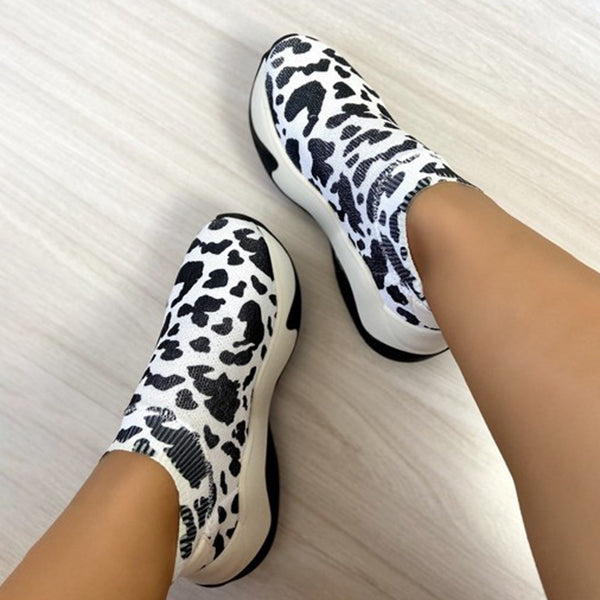 Corashoes Cow Grain Knitted Sports Shoes