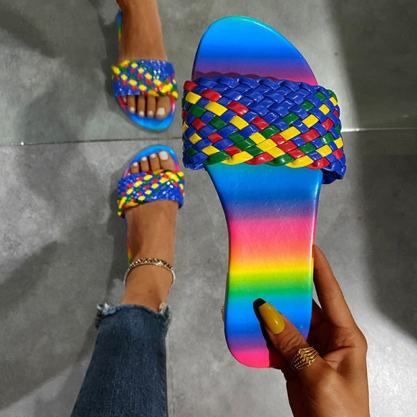 Corashoes Mosaic Style Color Contrast Slippers
