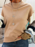Corashoes Color Block Thick Knit Crew Neck Casual Sweater