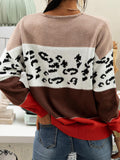 Corashoes Printed Color Matching Crew Neck Casual Sweater