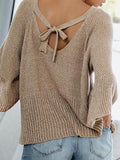 Corashoes Tie Back Knit Loose Boxy Sweater