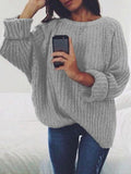 Corashoes Large Round Neck Long Sleeve Pullover Sweater