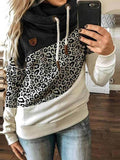 Corashoes Leopard Long Sleeve Hooded Pullover Sweaters