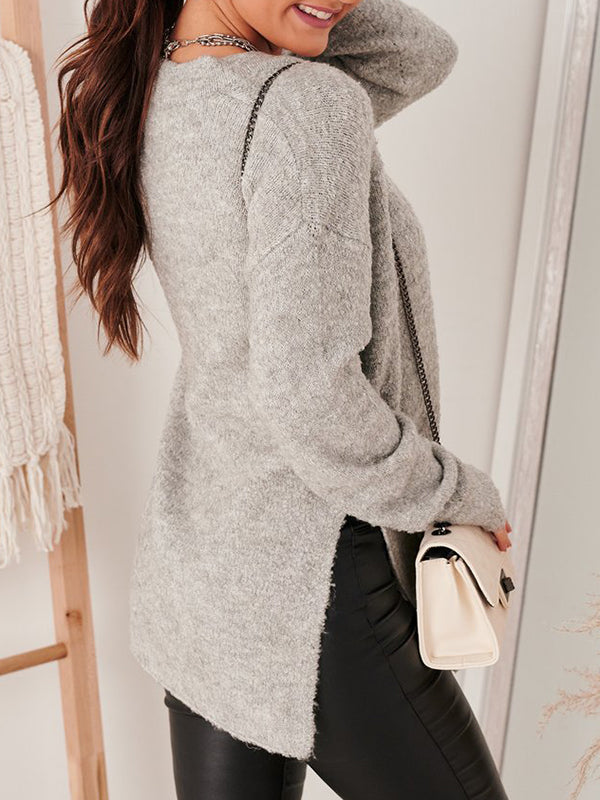 Corashoes Textured Chunky Knit V Neck Sweater