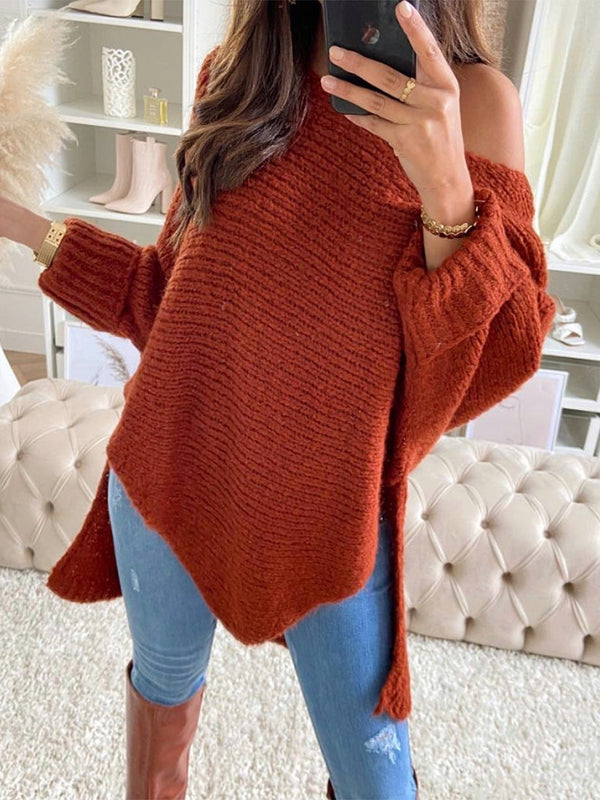 Corashoes Off The Shoulder Sexy Irregular Women Sweater