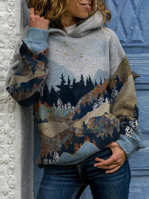 Corashoes Landscape Hoodie Long Sleeve Printed Sweater