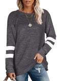 Corashoes Multi Color Patchwork Crew Neck Casual Loose T-Shirt