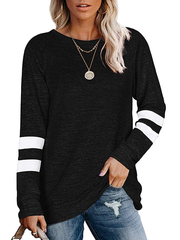 Corashoes Multi Color Patchwork Crew Neck Casual Loose T-Shirt