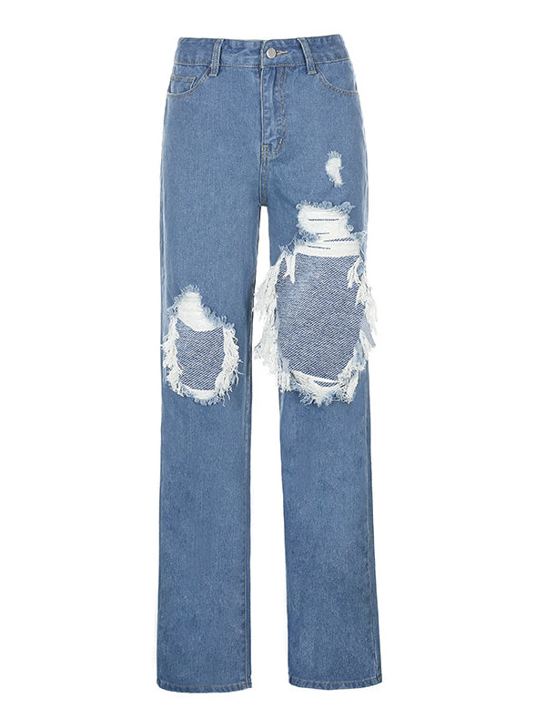 Corashoes Loose Skinny Torn High Waisted Washed Jeans