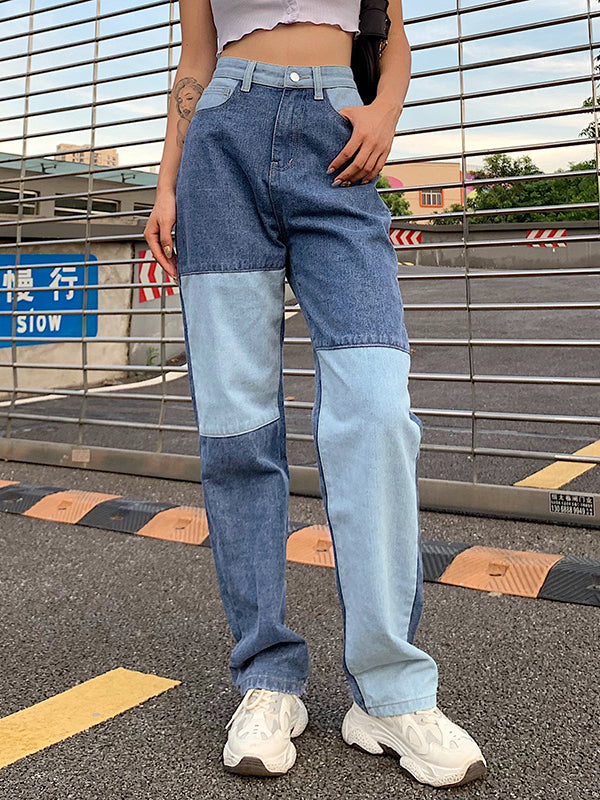 Corashoes Casual Versatile Patchwork Straight Fit Jeans
