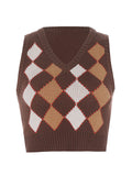 Corashoes Solid Color Woolen V Neck Knit Vest